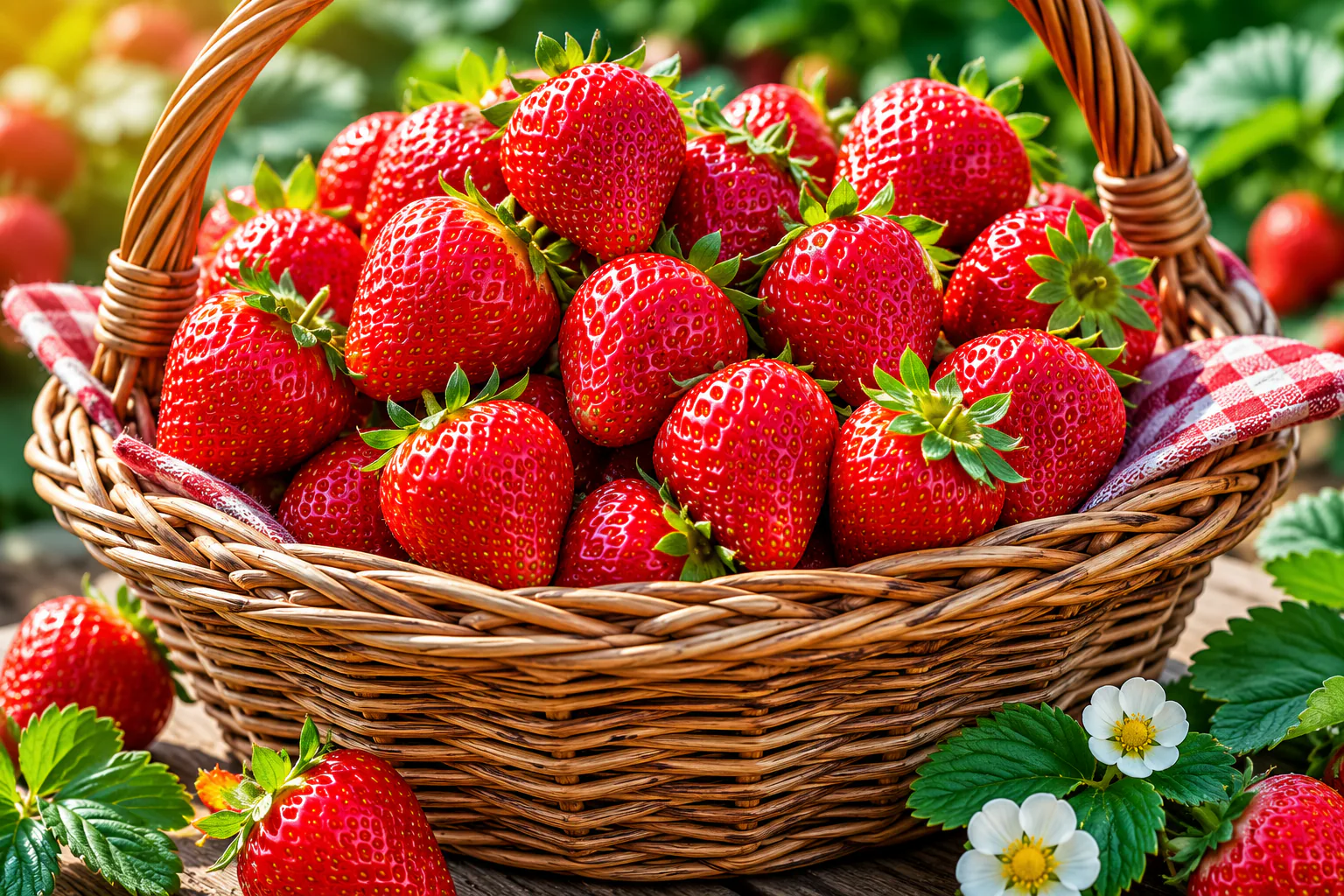 Basket of fresh Pumpkin City strawberries